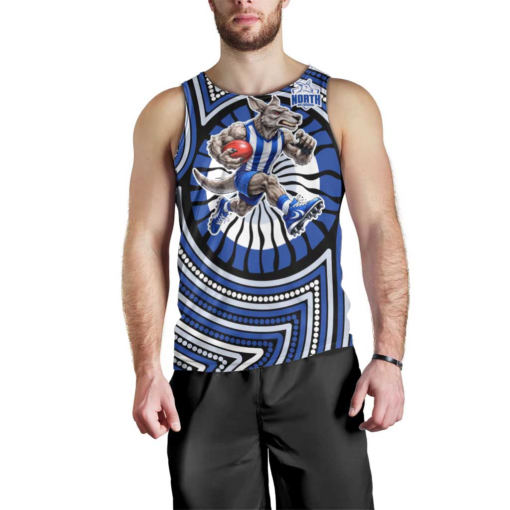 North Melbourne Kangaroos Men Tank Top Indigenous Monochrome Dot Art Mascot Style