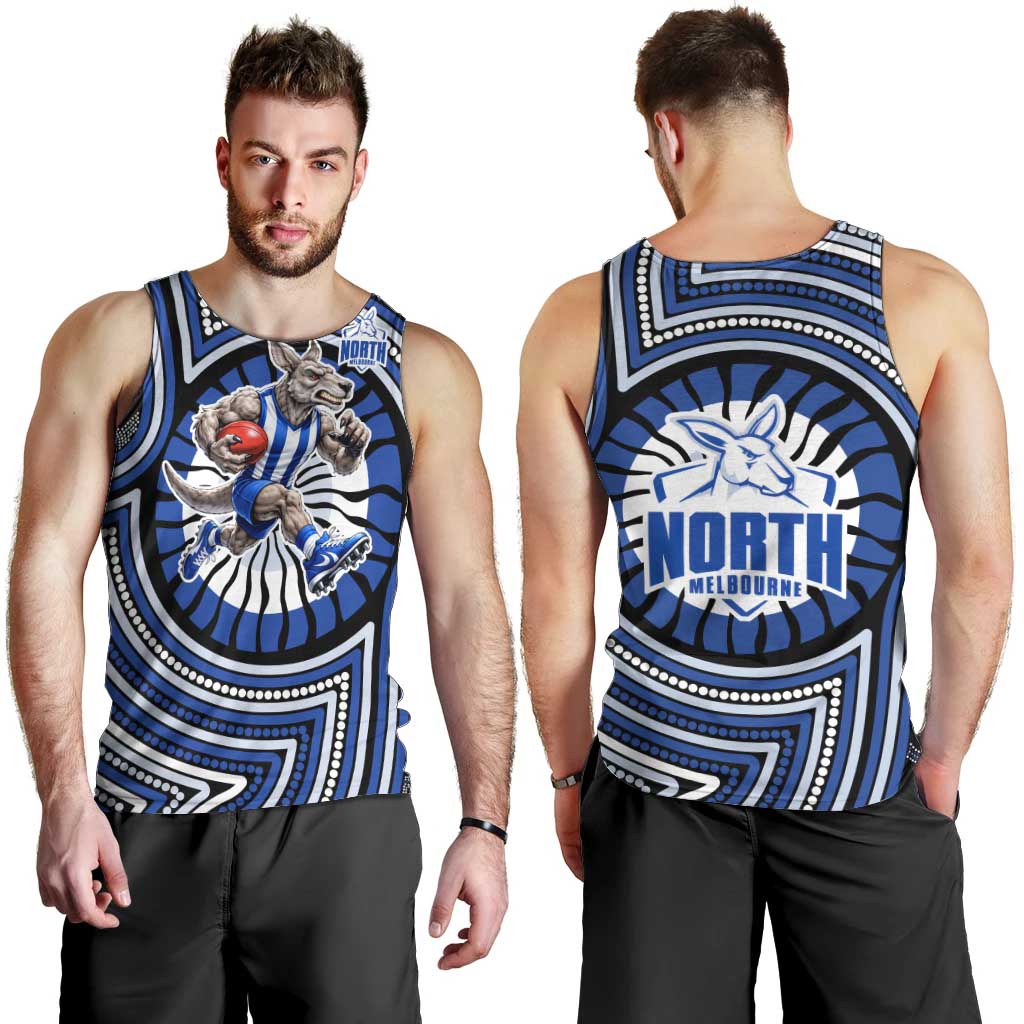 North Melbourne Kangaroos Men Tank Top Indigenous Monochrome Dot Art Mascot Style