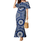 North Melbourne Kangaroos Mermaid Dress Indigenous Monochrome Dot Art Mascot Style