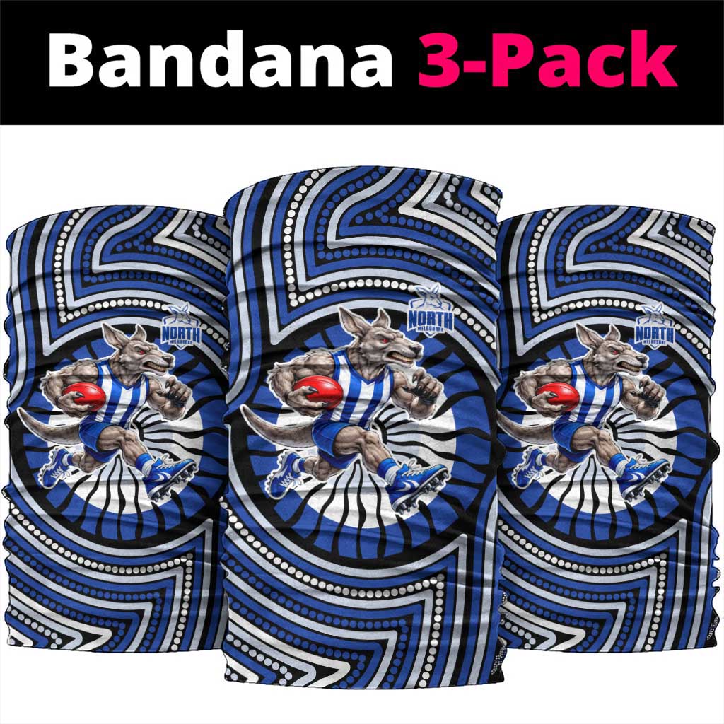 North Melbourne Kangaroos Neck Gaiter Indigenous Monochrome Dot Art Mascot Style