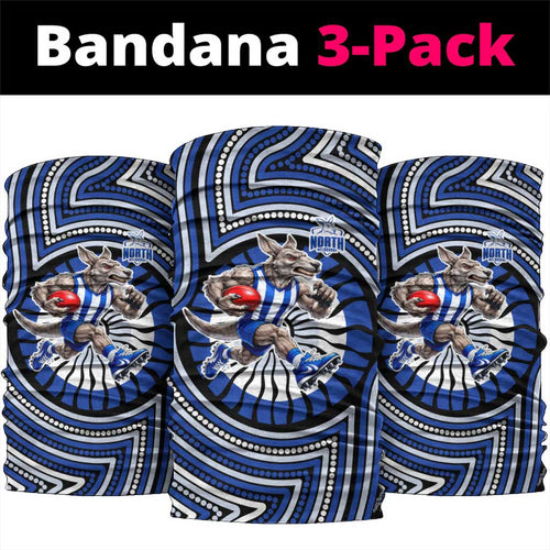 North Melbourne Kangaroos Neck Gaiter Indigenous Monochrome Dot Art Mascot Style