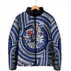 North Melbourne Kangaroos Padded Jacket Indigenous Monochrome Dot Art Mascot Style