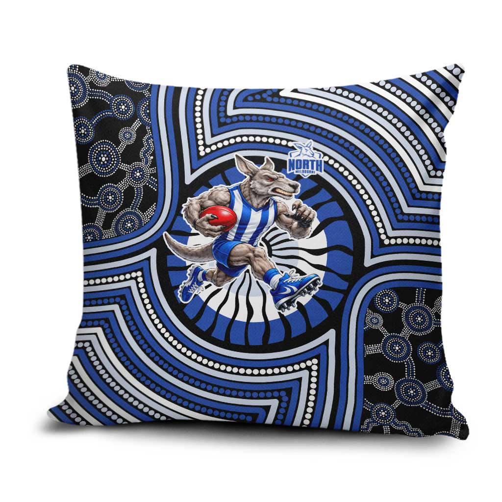 North Melbourne Kangaroos Pillow Cover Indigenous Monochrome Dot Art Mascot Style