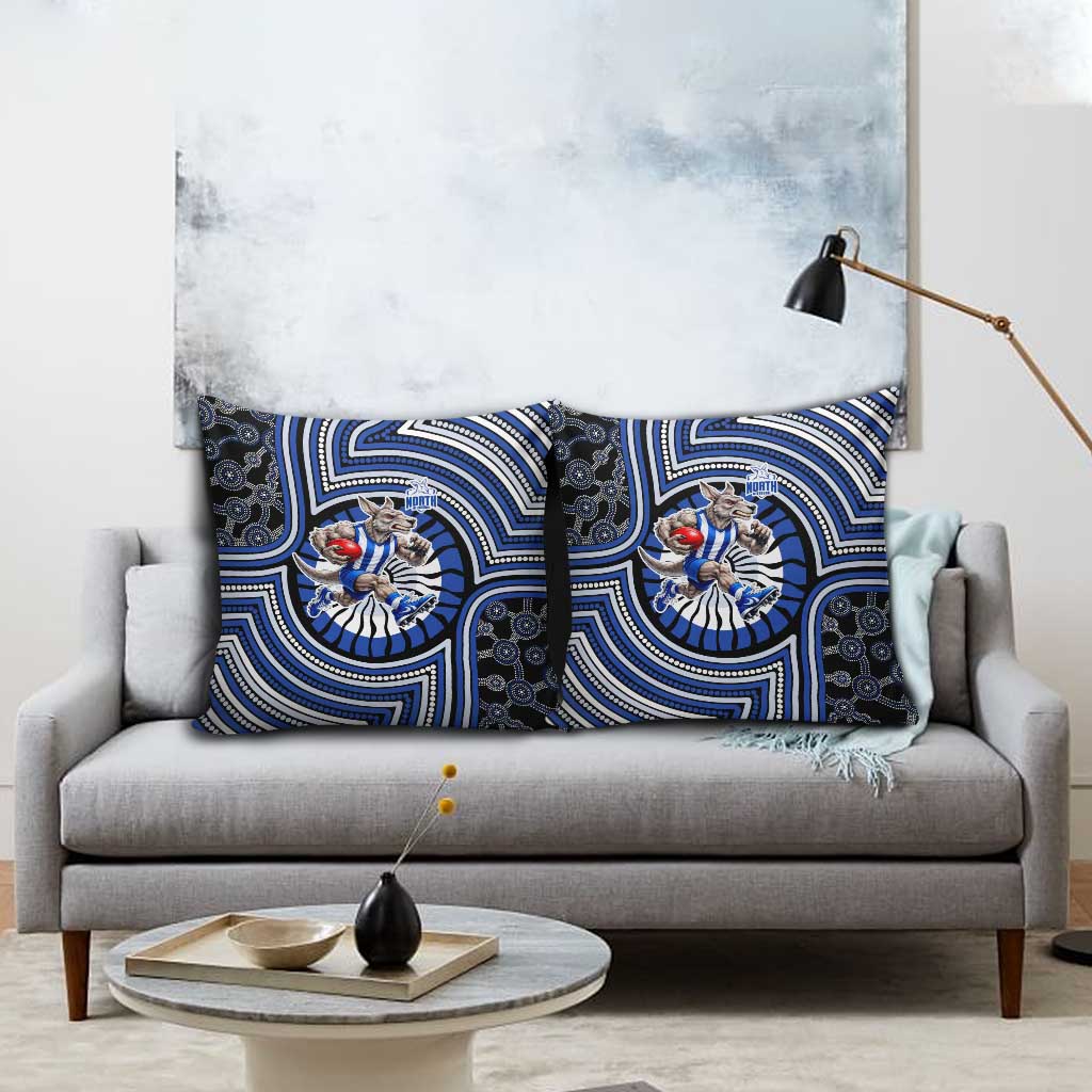 North Melbourne Kangaroos Pillow Cover Indigenous Monochrome Dot Art Mascot Style