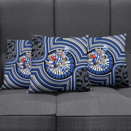 North Melbourne Kangaroos Pillow Cover Indigenous Monochrome Dot Art Mascot Style