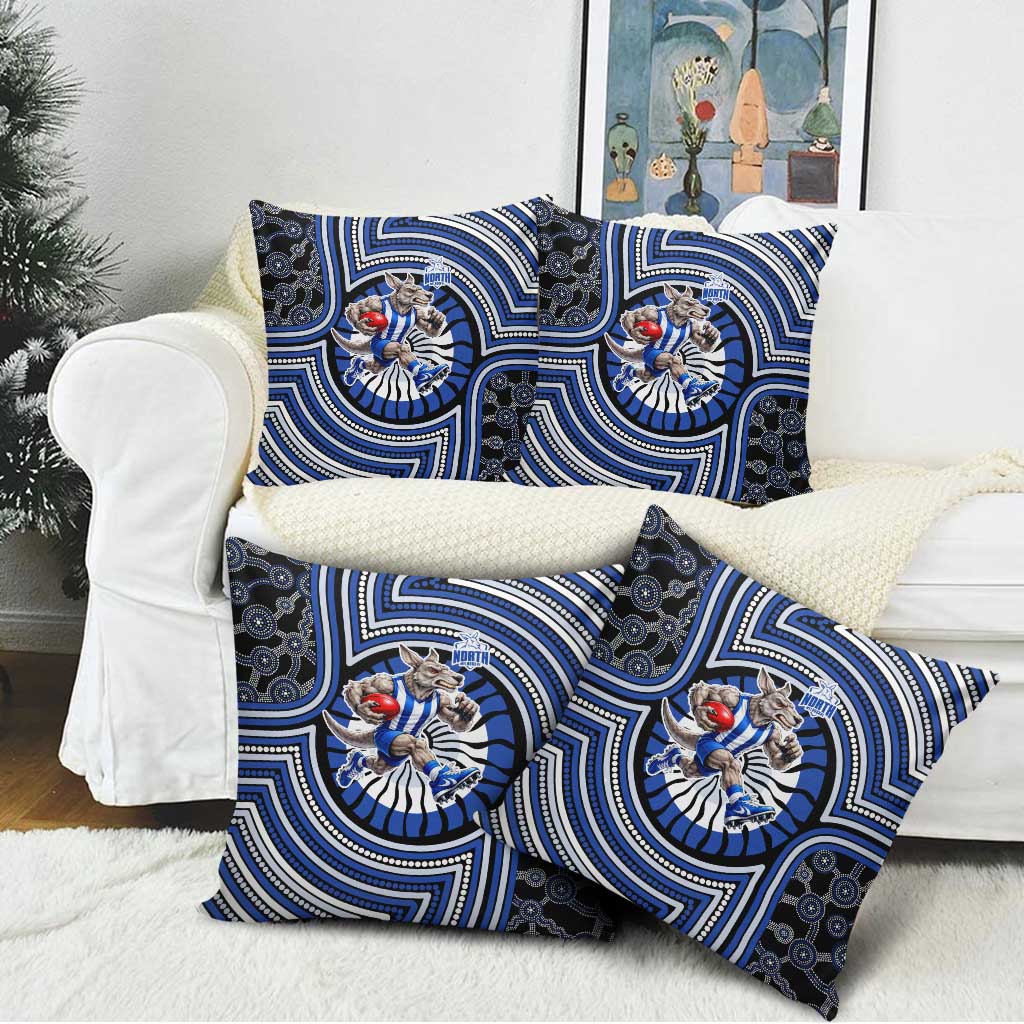 North Melbourne Kangaroos Pillow Cover Indigenous Monochrome Dot Art Mascot Style