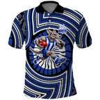 North Melbourne Kangaroos Polo Shirt Indigenous Monochrome Dot Art Mascot Style