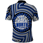 North Melbourne Kangaroos Polo Shirt Indigenous Monochrome Dot Art Mascot Style