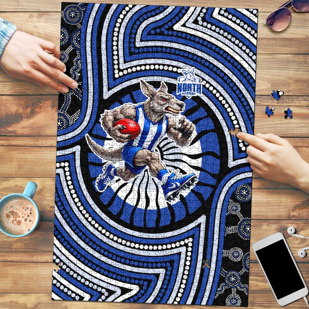 North Melbourne Kangaroos Puzzle Indigenous Monochrome Dot Art Mascot Style