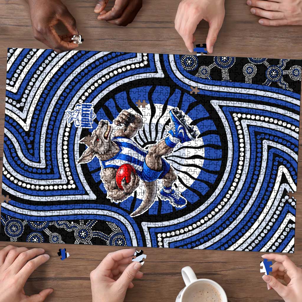 North Melbourne Kangaroos Puzzle Indigenous Monochrome Dot Art Mascot Style