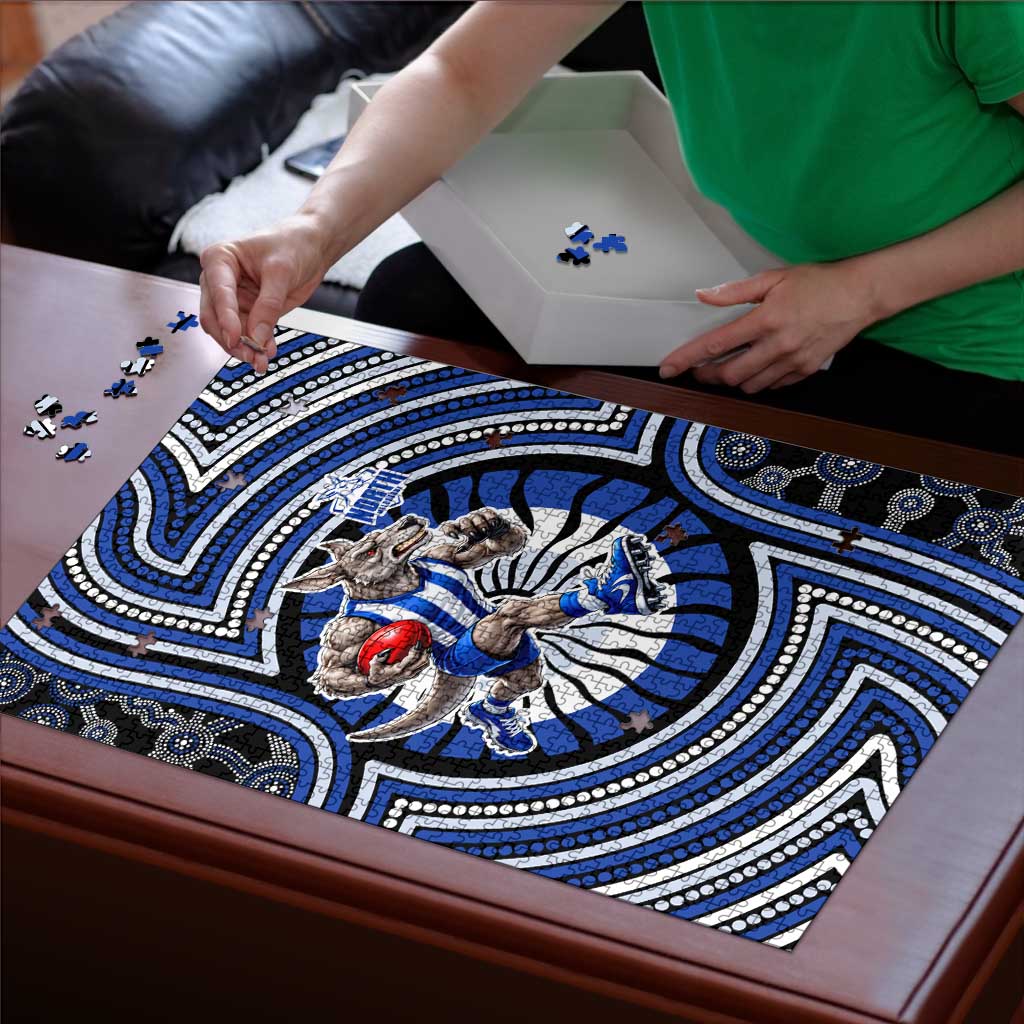 North Melbourne Kangaroos Puzzle Indigenous Monochrome Dot Art Mascot Style