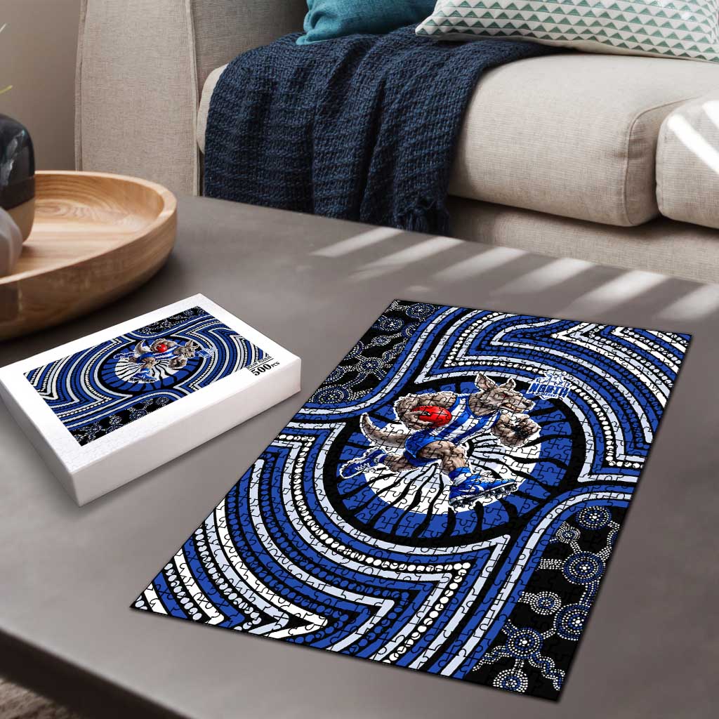 North Melbourne Kangaroos Puzzle Indigenous Monochrome Dot Art Mascot Style