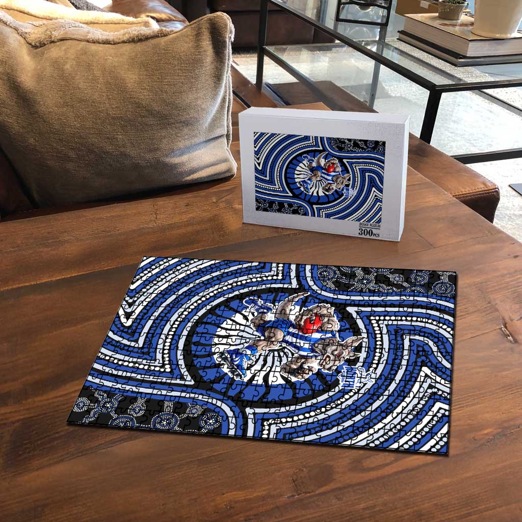 North Melbourne Kangaroos Puzzle Indigenous Monochrome Dot Art Mascot Style