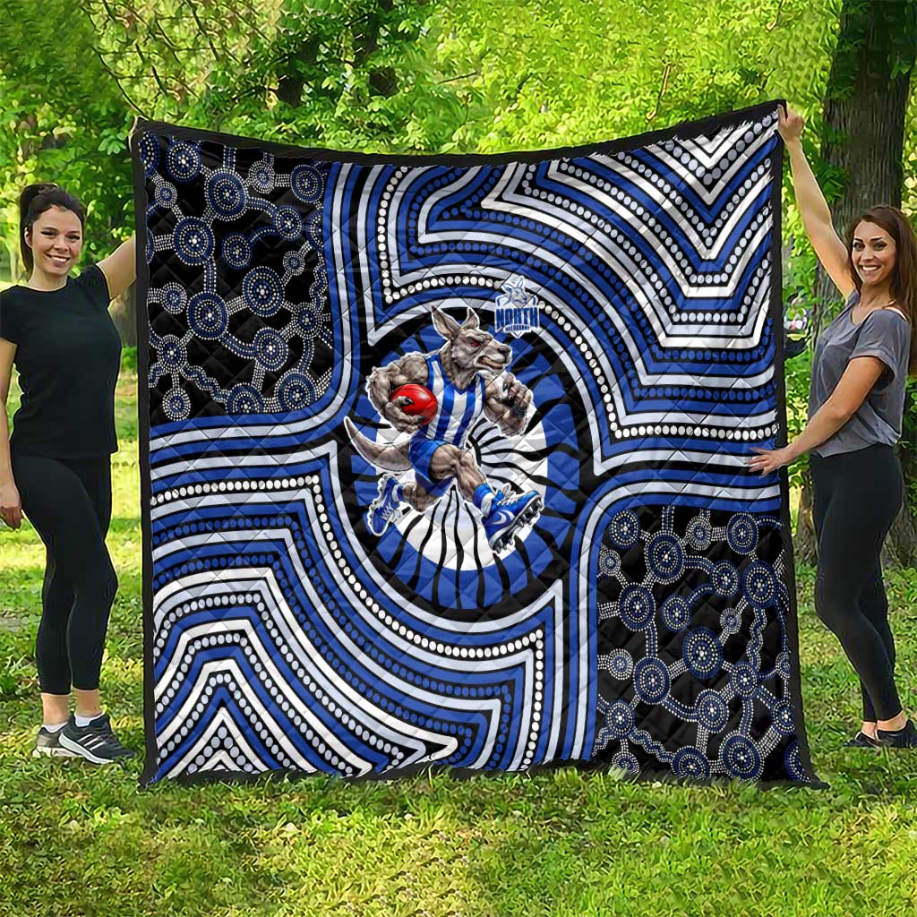 North Melbourne Kangaroos Quilt Indigenous Monochrome Dot Art Mascot Style