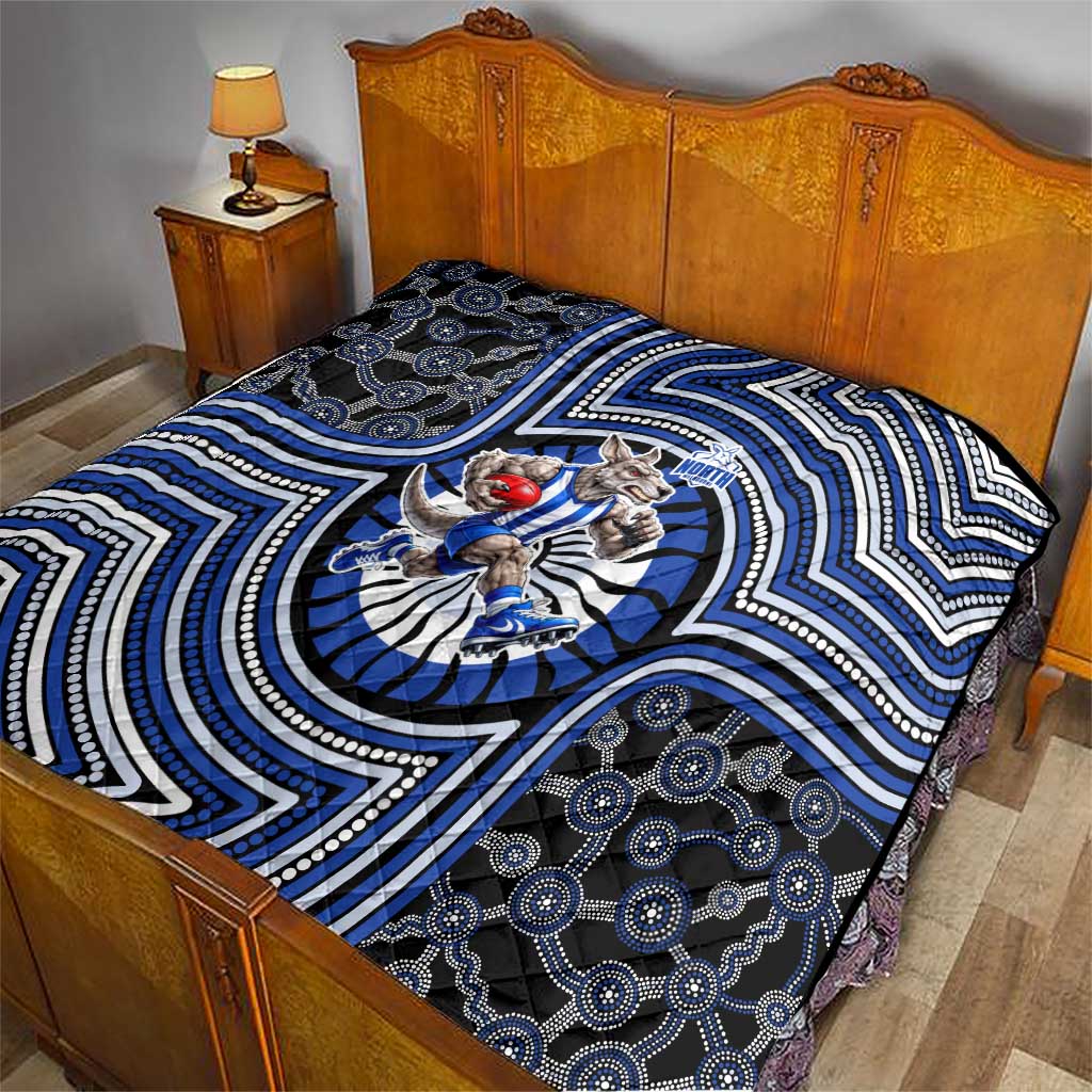 North Melbourne Kangaroos Quilt Indigenous Monochrome Dot Art Mascot Style