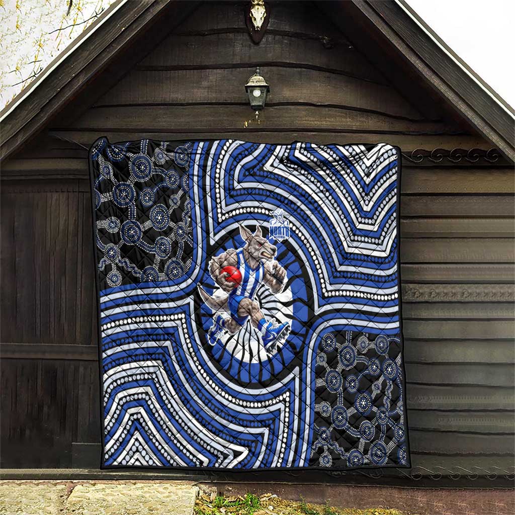 North Melbourne Kangaroos Quilt Indigenous Monochrome Dot Art Mascot Style