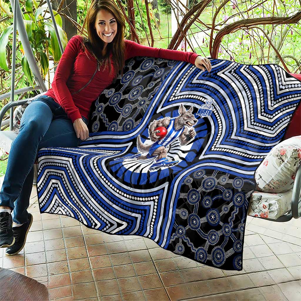 North Melbourne Kangaroos Quilt Indigenous Monochrome Dot Art Mascot Style