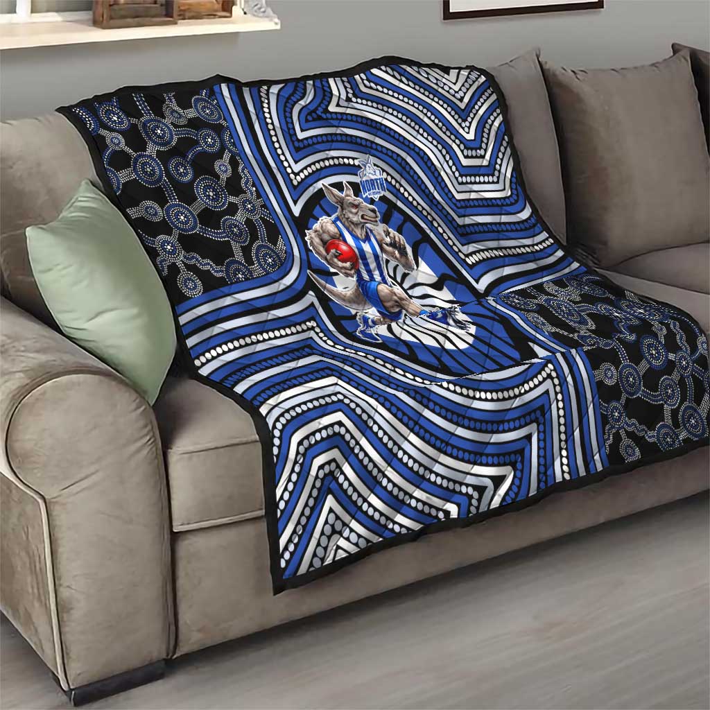 North Melbourne Kangaroos Quilt Indigenous Monochrome Dot Art Mascot Style