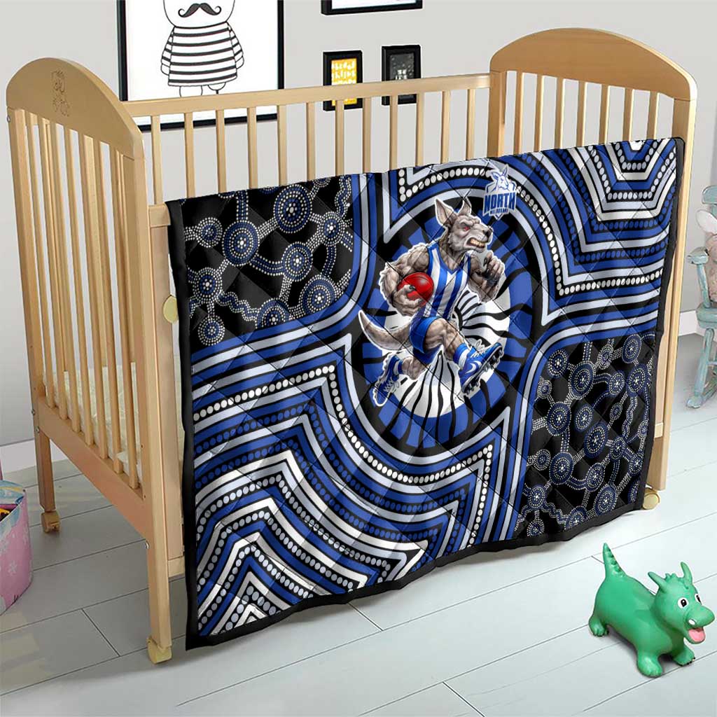 North Melbourne Kangaroos Quilt Indigenous Monochrome Dot Art Mascot Style