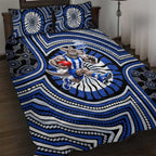 North Melbourne Kangaroos Quilt Bed Set Indigenous Monochrome Dot Art Mascot Style