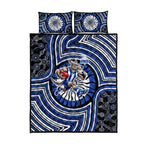 North Melbourne Kangaroos Quilt Bed Set Indigenous Monochrome Dot Art Mascot Style