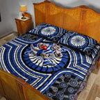 North Melbourne Kangaroos Quilt Bed Set Indigenous Monochrome Dot Art Mascot Style