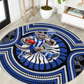 North Melbourne Kangaroos Round Carpet Indigenous Monochrome Dot Art Mascot Style