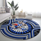 North Melbourne Kangaroos Round Carpet Indigenous Monochrome Dot Art Mascot Style