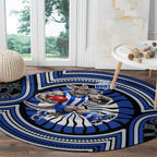 North Melbourne Kangaroos Round Carpet Indigenous Monochrome Dot Art Mascot Style