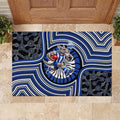 North Melbourne Kangaroos Rubber Doormat Indigenous Monochrome Dot Art Mascot Style