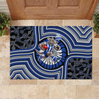 North Melbourne Kangaroos Rubber Doormat Indigenous Monochrome Dot Art Mascot Style