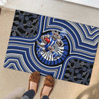 North Melbourne Kangaroos Rubber Doormat Indigenous Monochrome Dot Art Mascot Style