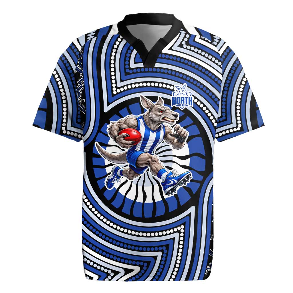 North Melbourne Kangaroos Rugby Jersey Indigenous Monochrome Dot Art Mascot Style