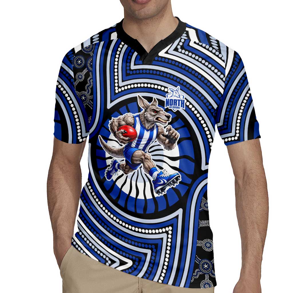 North Melbourne Kangaroos Rugby Jersey Indigenous Monochrome Dot Art Mascot Style
