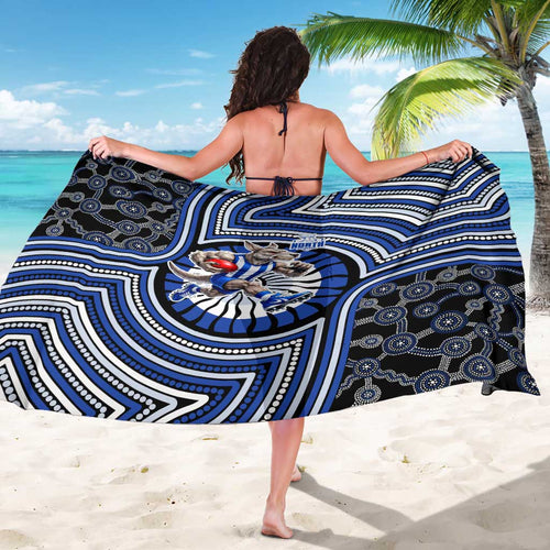 North Melbourne Kangaroos Sarong Indigenous Monochrome Dot Art Mascot Style