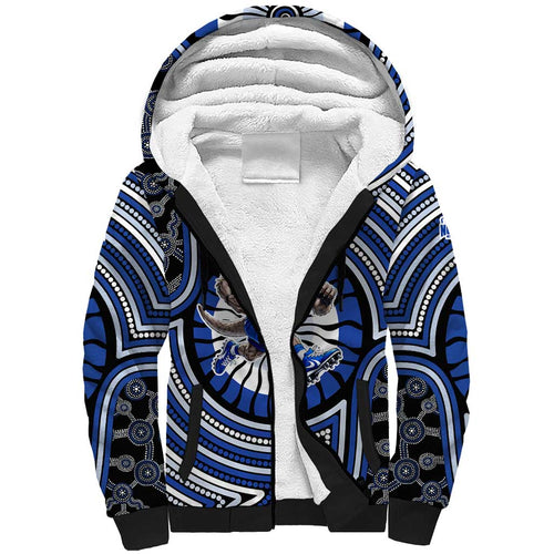 North Melbourne Kangaroos Sherpa Hoodie Indigenous Monochrome Dot Art Mascot Style
