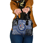 North Melbourne Kangaroos Shoulder Handbag Indigenous Monochrome Dot Art Mascot Style
