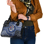 North Melbourne Kangaroos Shoulder Handbag Indigenous Monochrome Dot Art Mascot Style