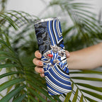 North Melbourne Kangaroos Skinny Tumbler Indigenous Monochrome Dot Art Mascot Style