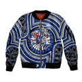 North Melbourne Kangaroos Sleeve Zip Bomber Jacket Indigenous Monochrome Dot Art Mascot Style