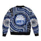 North Melbourne Kangaroos Sleeve Zip Bomber Jacket Indigenous Monochrome Dot Art Mascot Style