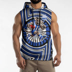 North Melbourne Kangaroos Sleeveless Hoodie Indigenous Monochrome Dot Art Mascot Style