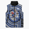 North Melbourne Kangaroos Sleeveless Puffer Jacket Indigenous Monochrome Dot Art Mascot Style