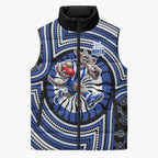 North Melbourne Kangaroos Sleeveless Puffer Jacket Indigenous Monochrome Dot Art Mascot Style