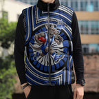 North Melbourne Kangaroos Sleeveless Puffer Jacket Indigenous Monochrome Dot Art Mascot Style