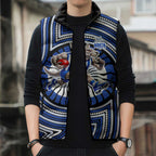 North Melbourne Kangaroos Sleeveless Puffer Jacket Indigenous Monochrome Dot Art Mascot Style