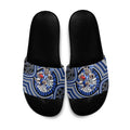 North Melbourne Kangaroos Slide Sandals Indigenous Monochrome Dot Art Mascot Style