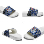 North Melbourne Kangaroos Slide Sandals Indigenous Monochrome Dot Art Mascot Style