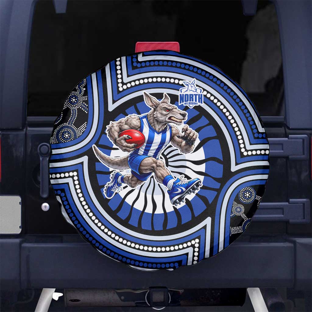 North Melbourne Kangaroos Spare Tire Cover Indigenous Monochrome Dot Art Mascot Style