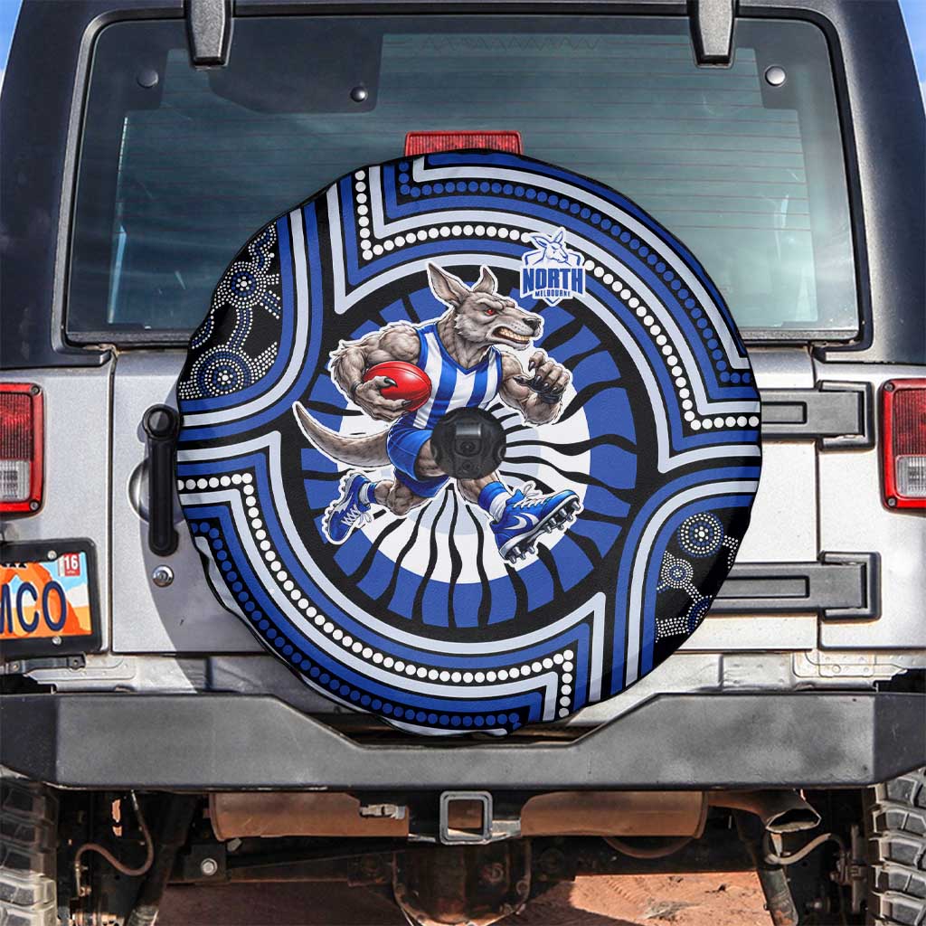 North Melbourne Kangaroos Spare Tire Cover Indigenous Monochrome Dot Art Mascot Style